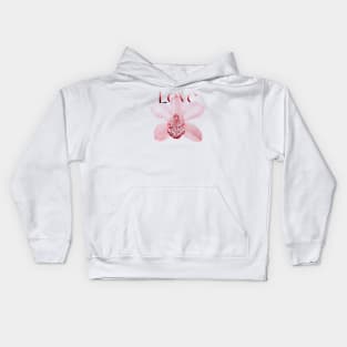 Light Pink Orchid with Text Love Kids Hoodie